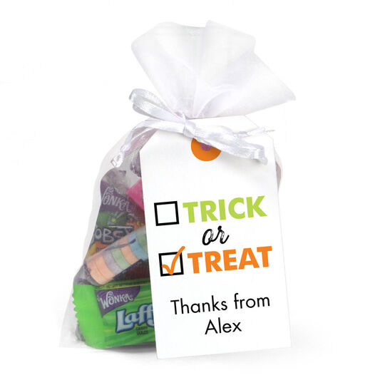 Checkbox Trick or Treat Hanging Gift Tags with Organza Bags